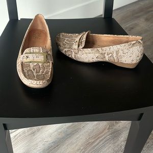 Snake Skin Flats with gold accents